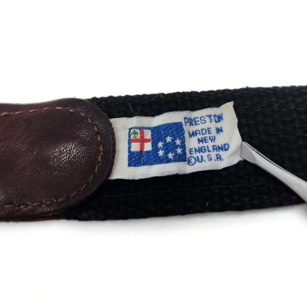 Preston Belt Mens 44 Skull Crossbones Embroidery Brass Buckle Preppy Nautical